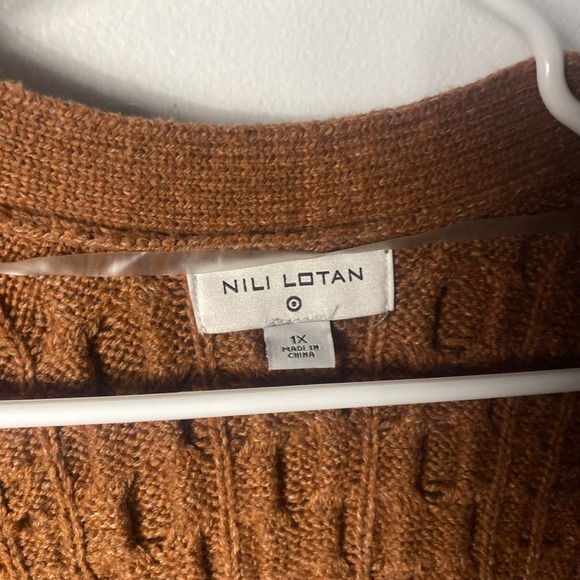 Nili Lotan For Target Cardigan Chunky Cable Sweater Rust Size 1X Wool Blend - Picture 4 of 8
